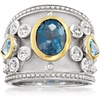 image:imageRossSimons 370 ct tw London Blue Swiss Blue and White Topaz Ring in Sterling Silver With 14kt Yellow GoldTopaz