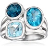 image:imageRossSimons 400 ct tw Tonal Blue Topaz Ring in Sterling SilverTopaz