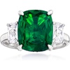 image:imageRossSimons 600 Carat Simulated Emerald and 110 ct tw CZ 3Stone Ring in Sterling SilverEmerald