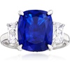 image:imageRossSimons 600 Carat Simulated Sapphire and 110 ct tw CZ 3Stone Ring in Sterling SilverSapphire
