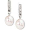 image:imageRossSimons 89mm Cultured Pearl Dangle Earrings With Diamond Accents in Sterling Silver