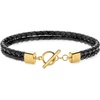 image:imageRossSimons Italian Black Leather 2Strand Braided Toggle Braceletno gemstone