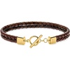 image:imageRossSimons Italian Brown Leather 2Strand Braided Toggle Braceletno gemstone