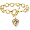 image:imageRossSimons Italian Multicolored Murano Glass Heart Charm Toggle Bracelet in 18kt Gold Over Sterlingno gemstone