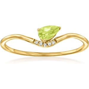 image:imagePure Collection by RossSimons 020 Carat Peridot Ring With Diamonds in 14kt Yellow GoldPeridot