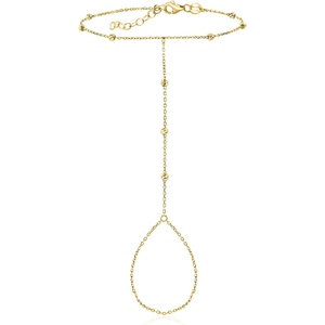 image:imagePure Collection by RossSimons 14kt Yellow Gold Beaded Hand Chain Bracelet 7 inches