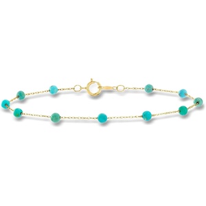 image:imagePure Collection by RossSimons 335mm Turquoise Bead Station Bracelet in 14kt Yellow GoldStabilized Turquoise