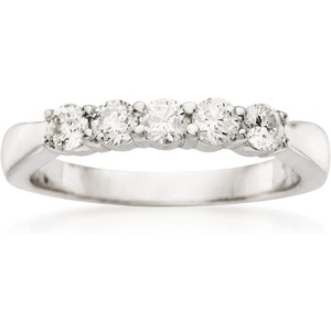 image:imageRossSimons 050 ct tw Diamond 5Stone Wedding Band in 14kt White Gold Size 85