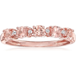 image:imageRossSimons 050 ct tw Morganite Ring With Diamonds in 18kt Rose Gold Over SterlingMorganite
