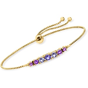 image:imageRossSimons 060 ct tw MultiGemstone Bolo Bracelet in 18kt Gold Over Sterling