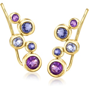 image:imageRossSimons 080 ct tw BezelSet MultiGemstone Ear Climbers in 18kt Gold Over Sterling