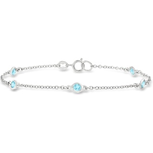 image:imageRossSimons 080 ct tw BezelSet Swiss Blue Topaz Station Bracelet in Sterling SilverTopaz