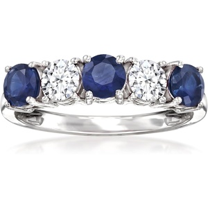 image:imageRossSimons 080 ct tw Sapphire and 50 ct tw LabGrown Diamond Ring in 14kt White GoldDiamond