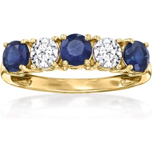 image:imageRossSimons 080 ct tw Sapphire and 50 ct tw LabGrown Diamond Ring in 14kt Yellow GoldDiamond