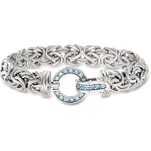 image:imageRossSimons 090 ct tw Sky Blue Topaz Byzantine Bracelet in Sterling SilverTopaz