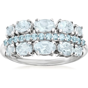 image:imageRossSimons 100 ct tw Aquamarine and 20 ct tw Swiss Blue Topaz Ring in Sterling SilverAquamarine