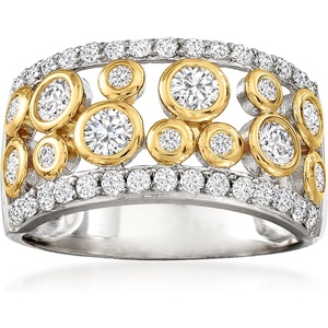 image:imageRossSimons 100 ct tw CZ OpenSpace Bubble Ring in Sterling Silver and 18kt Gold Over SterlingCubic Zirconia