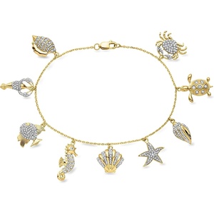 image:imageRossSimons 100 ct tw Diamond Sea Life Charm Bracelet in 18kt Gold Over SterlingDiamond