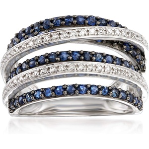 image:imageRossSimons 100 ct tw Sapphire and 15 ct tw Diamond Highway Ring in Sterling SilverSapphire