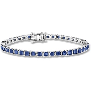 image:imageRossSimons 1000 ct tw Sapphire and 31 ct tw Diamond Tennis Bracelet in Sterling SilverSapphire