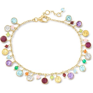 image:imageRossSimons 1080 ct tw MultiGemstone Bead Station Bracelet in 18kt Gold Over Sterling 7 inches