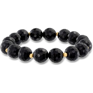 image:imageRossSimons 10mm Gemstone Bead Stretch Bracelet with 14kt Yellow GoldBlack