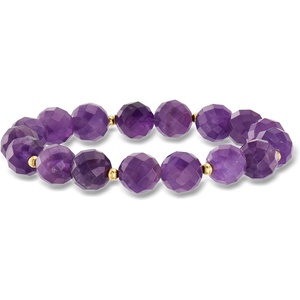 image:imageRossSimons 10mm Gemstone Bead Stretch Bracelet with 14kt Yellow Goldpurple