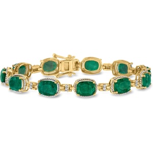 image:imageRossSimons 1300 ct tw Emerald and 21 ct tw Diamond Bracelet in 18kt Gold Over SterlingEmerald