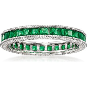 image:imageRossSimons 140 ct tw Simulated Emerald Eternity Band in Sterling SilverEmerald