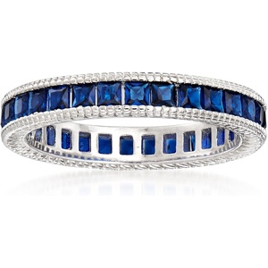 image:imageRossSimons 140 ct tw Simulated Sapphire Eternity Band in Sterling SilverSapphire