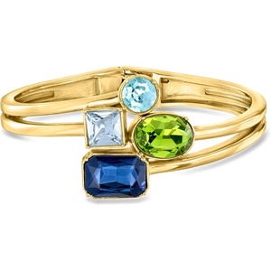 image:imageRossSimons 14kt Yellow GoldPlated Bangle Bracelet With Simulated Tonal Blue and Green Gemstonesno gemstone