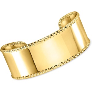image:imageRossSimons 14kt Yellow GoldPlated BeadedEdge Cuff Bracelet 7 inches
