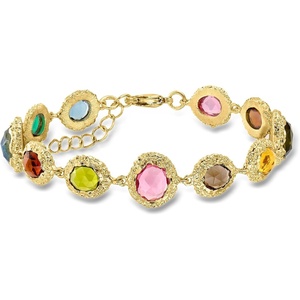 image:imageRossSimons 14kt Yellow GoldPlated Bracelet With Natural and Simulated Multicolored Gemstones 7 inches