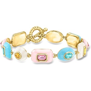 image:imageRossSimons 14kt Yellow GoldPlated Bracelet With Simulated Multicolored Gemstones and Enamelno gemstone