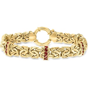 image:imageRossSimons 150 ct tw Garnet Station Byzantine Bracelet in 18kt Gold Over SterlingGarnet