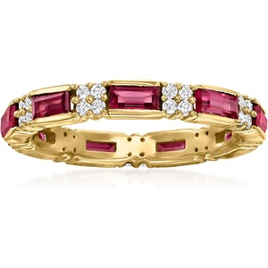 image:imageRossSimons 150 ct tw Rhodolite Garnet and 50 ct tw White Zircon Eternity Band in 18kt Gold Over SterlingRhodolite Garnet