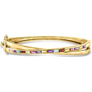 image:imageRossSimons 160 ct tw MultiGemstone Crisscross Bangle Bracelet in 18kt Gold Over SterlingAmethyst