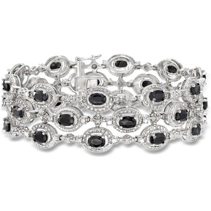 image:imageRossSimons 1600 ct tw Sapphire 3Row Bracelet With Single Diamond in Sterling SilverSapphire