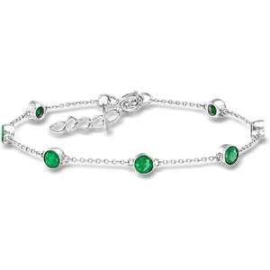 image:imageRossSimons 170 ct tw Emerald Station Bracelet in Sterling Silver 7 inches
