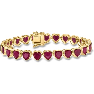 image:imageRossSimons 1800 ct tw Ruby Heart Tennis Bracelet in 18kt Gold Over SterlingRuby