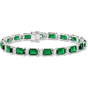 image:imageRossSimons 1800 ct tw Simulated Emerald and 80 ct tw CZ Bracelet in Sterling SilverEmerald