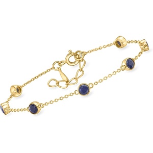 image:imageRossSimons 250 ct tw BezelSet Sapphire Station Bracelet in 18kt Gold Over Sterling 7 inches