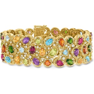 image:imageRossSimons 2510 ct tw MultiGemstone 3Row Bracelet in 18kt Gold Over Sterling