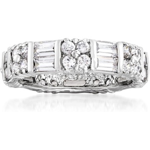 image:imageRossSimons 280 ct tw Baguette and Round CZ Eternity Band in Sterling SilverCubic Zirconia