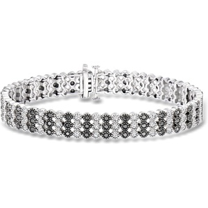 image:imageRossSimons 300 ct tw Black and White Diamond 3Row Bracelet in Sterling Silverdiamondcolored