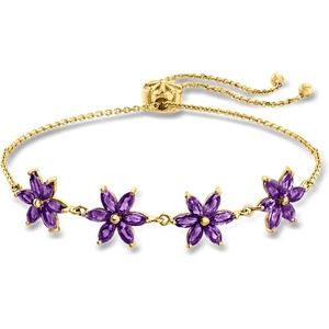 image:imageRossSimons 350 ct tw Amethyst Flower Bolo Bracelet in 18kt Gold Over Sterling