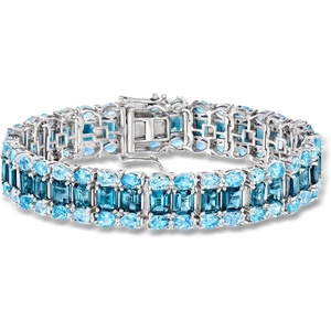image:imageRossSimons 3980 ct tw Tonal Blue and White Topaz Bracelet in Sterling SilverTopaz
