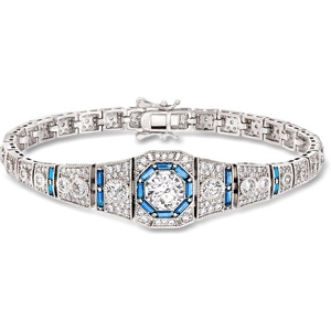 image:imageRossSimons 400 ct tw CZ and 98 ct tw Simulated Sapphire Bracelet in Sterling SilverSapphire