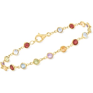 image:imageRossSimons 430 ct tw BezelSet MultiGemstone Bracelet in 18kt Gold Over SterlingAmethyst