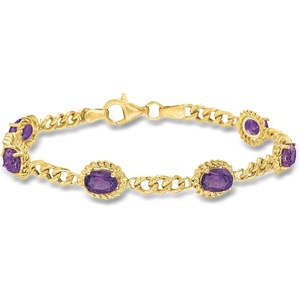 image:imageRossSimons 440 ct tw Amethyst Link Bracelet in 18kt Gold Over Sterling SilverAmethyst